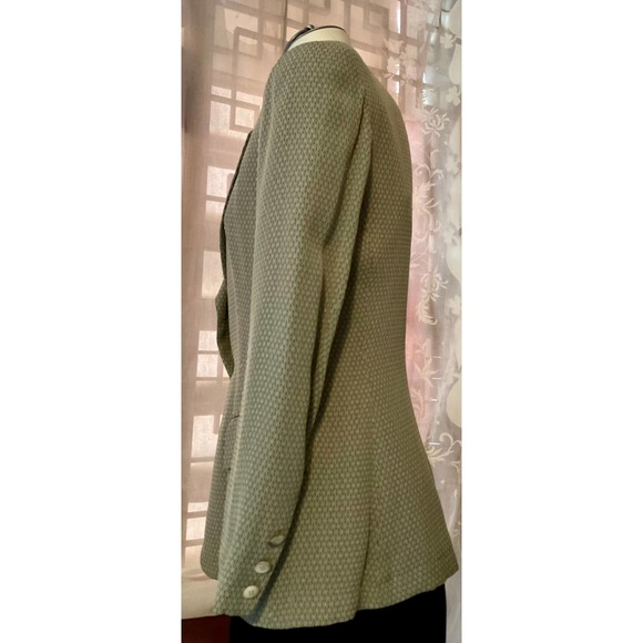 Vintage Y2K Like New Kenar Designer Blazer Jacket Sz.4 Olive Green/black silky - Picture 11 of 12